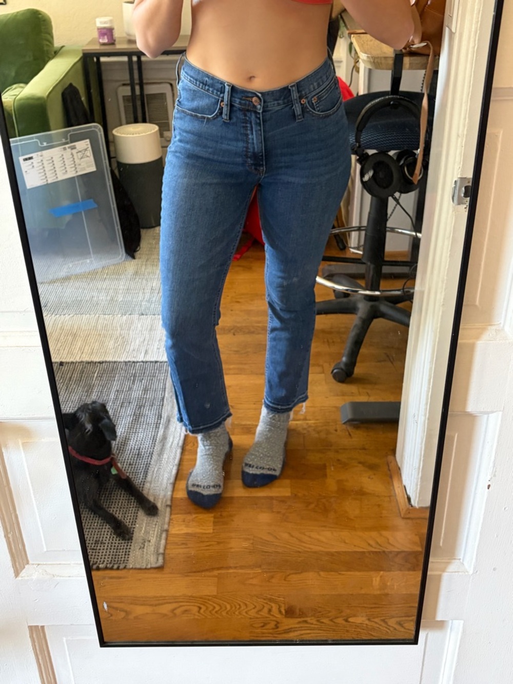 J. Crew Medium Blue High-Rise Cropped Straight Jeans